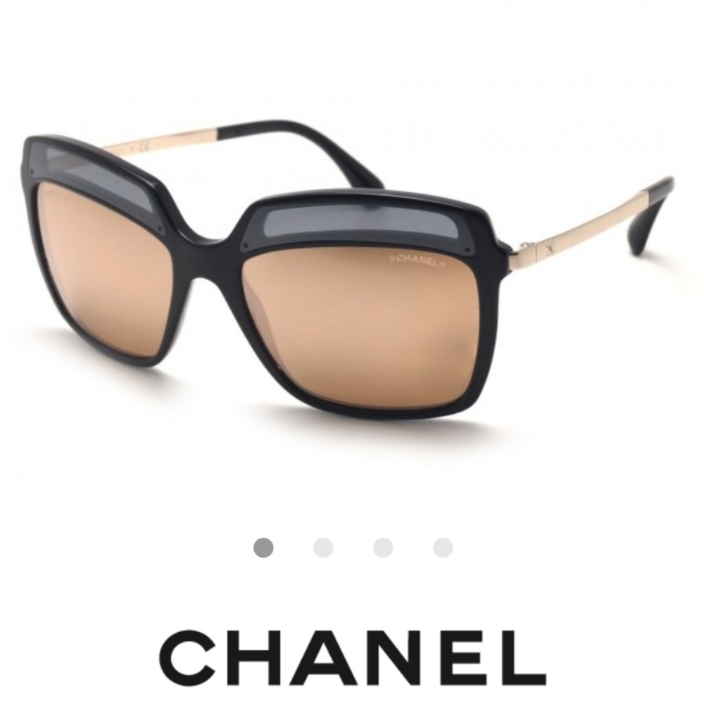 Authentic CHANEL Gold & Black Mirror Sunglasses